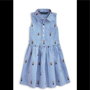 Little Girls Bear-Print Striped cotton dress